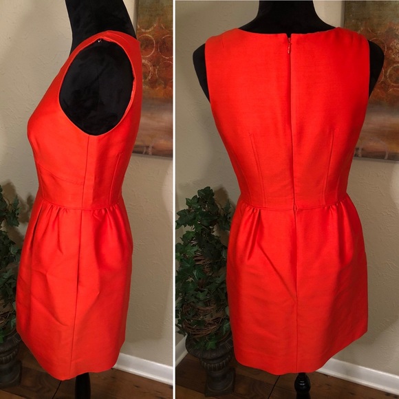 J. Crew Allie Dress w/POCKETS in Red/Orange Dress - Picture 7 of 8